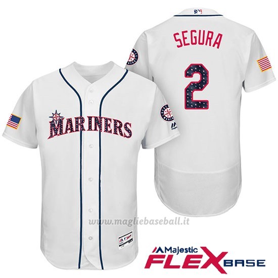 Maglia Baseball Uomo Seattle Mariners 2017 Estrellas y Rayas Jean Segura Bianco Flex Base